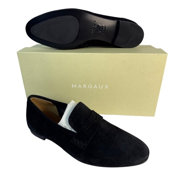 Margaux Women's Suede The Penny Loafer Black Made in Italy EU Size 37 M , US 7